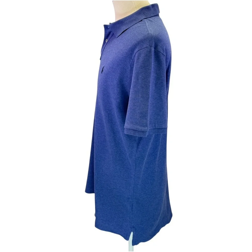 Polo Ralph Lauren Men's Blue Heathered Short Sleeve Polo Shirt Size L